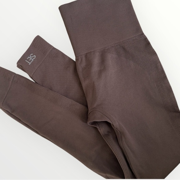 SET Active Pants - SET Active Sculptflex Seamless Leggings Brown Nylon Spandex Women's Size XS